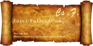 Csiri Feliciána névjegykártya
